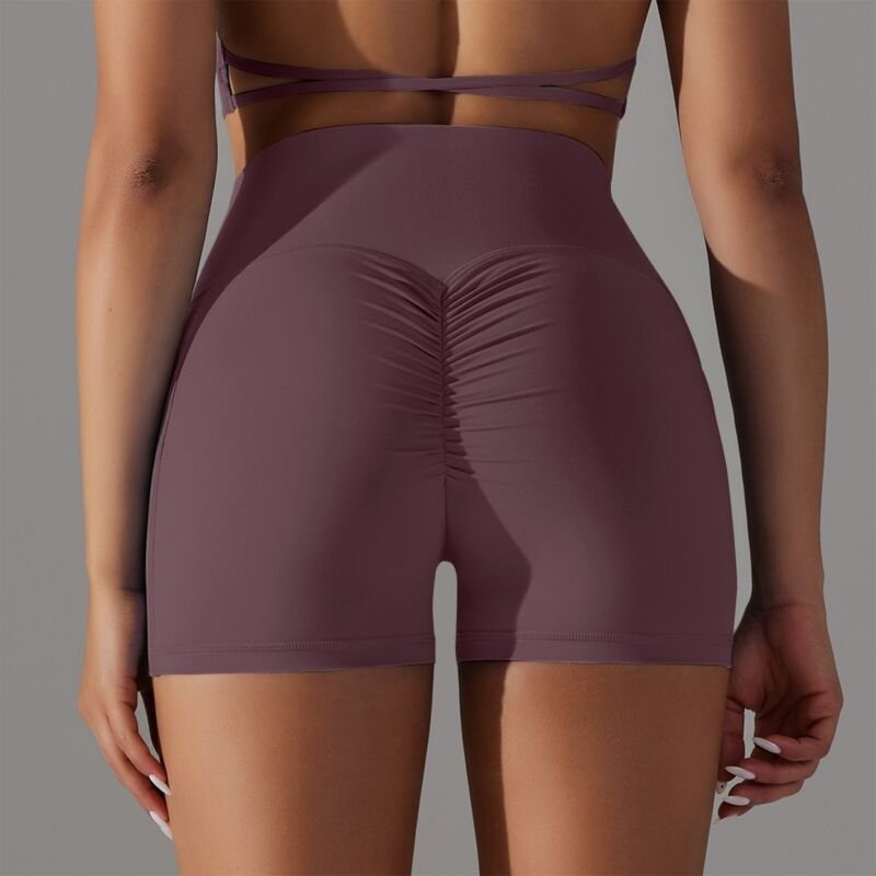 Double-Sided Nylon Brushed Cross V Waist Pocket Yoga Shorts Running Fitness Three-Point Pants for Women2 (6)