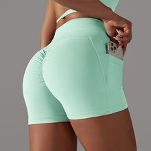 Load image into Gallery viewer, Double-Sided Nylon Brushed Cross V Waist Pocket Yoga Shorts Running Fitness Three-Point Pants for Women2 (8)