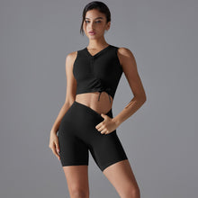 Load image into Gallery viewer, Drawstring Sports Underwear Yoga Clothing Set Running Fitness Antibacterial Yoga Shorts Two Piece Set