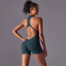 Load image into Gallery viewer, Solid Color High Intensity Nude Feeling Skinny Bodysuit Yoga and Running Fitness Clothing for Women Wood Green, XL