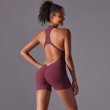 Load image into Gallery viewer, Solid Color High Intensity Nude Feeling Skinny Bodysuit Yoga and Running Fitness Clothing for Women Red, XL