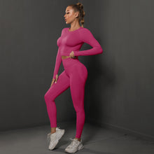 Load image into Gallery viewer, Seamless Peach Lift Yoga Set Fitness Running Sportswear Two-Piece for Women Rose red, S