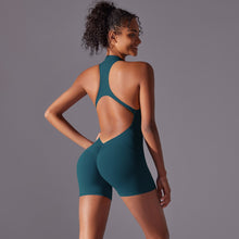 Load image into Gallery viewer, Solid Color High Intensity Nude Feeling Skinny Bodysuit Yoga and Running Fitness Clothing for Women Blue, XL