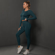 Load image into Gallery viewer, Europe and the United States seamless peach tight hip lift yoga clothing suit sports running fitness clothing two-piece female (4)