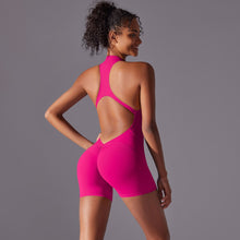 Load image into Gallery viewer, Solid Color High Intensity Nude Feeling Skinny Bodysuit Yoga and Running Fitness Clothing for Women Dragon fruit color, XL