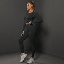 Load image into Gallery viewer, Europe and the United States seamless peach tight hip lift yoga clothing suit sports running fitness clothing two-piece female