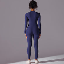 Load image into Gallery viewer, High elastic half-open zipper tight long jumpsuit sports running fitness long sleeve yoga wear (15)