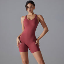 Load image into Gallery viewer, Hip lifting high elastic tight fitness exercise yoga clothing cross back no awkward line trouser jumpsuit (1)