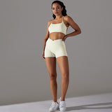 Naked Feel Yoga Set Shorts Women Fitness Gym Wear Workout Sportswear Two-Piece Set