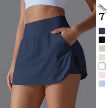 Load image into Gallery viewer, New Cool Feeling Sunscreen Tennis Skirt High Waist Tight Skinny Fake Two Piece Skirt Pants Women Back Waist Pocket Sports Yoga Skirt