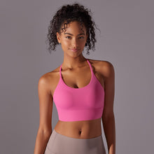 Load image into Gallery viewer, New brushed double-sided nylon solid color beauty back cross halter sports running fitness yoga clothing sports underwear female (1)