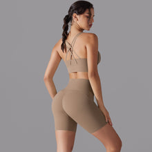Load image into Gallery viewer, New free panties three-quarter shorts yoga clothing set beauty back cross sports underwear fitness yoga clothing set (1)
