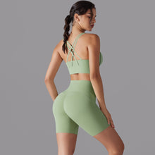Load image into Gallery viewer, New free panties three-quarter shorts yoga clothing set beauty back cross sports underwear fitness yoga clothing set (3)