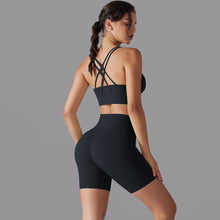 Load image into Gallery viewer, New free panties three-quarter shorts yoga clothing set beauty back cross sports underwear fitness yoga clothing set