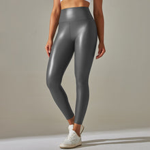 Load image into Gallery viewer, New stretch PU leather pants female colorful high-waisted tight hip outside wearing yoga bottoming pants (5)