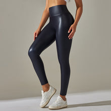 Load image into Gallery viewer, New stretch PU leather pants female colorful high-waisted tight hip outside wearing yoga bottoming pants (7)