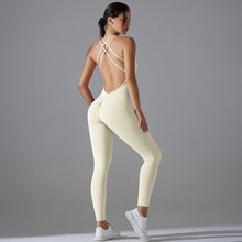 Load image into Gallery viewer, Plus Size S-XL Back V Bodysuits Sports Women Gym Rompers Yoga Set Scrunch Legging Workout One-Piece Jumpsuit Suit Active Wear (5)