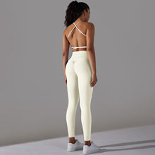 Load image into Gallery viewer, Reversible Nylon Solid Color Cross Back Sports Underwear Yoga Clothing Set Running Fitness Suit Women (1)