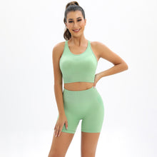 Load image into Gallery viewer, Seamless knitted back and buttocks yoga clothing suit sports running fitness clothing two-piece female (1)
