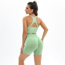 Load image into Gallery viewer, Seamless knitted back and buttocks yoga clothing suit sports running fitness clothing two-piece female (5)