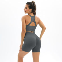 Load image into Gallery viewer, Seamless knitted back and buttocks yoga clothing suit sports running fitness clothing two-piece female (6)