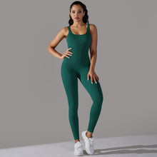 Load image into Gallery viewer, Sewn Knit Thread Solid Color Skinny Flat Neck Bodysuit Exercise Running Fitness Yoga Clothing One Piece Suit (5)