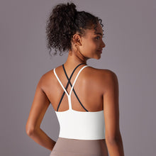 Load image into Gallery viewer, Solid Color Beauty Back Double Layer Crossover Reversible Nylon Brushed Sports Underwear Running Fitness Yoga Clothing Tops Women (2)