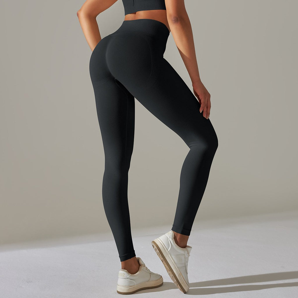Solid Color High Elastic Beauty Back Sports Fitness Yoga Pants (1)