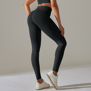 Solid Color High Elastic Beauty Back Sports Fitness Yoga Pants (1)