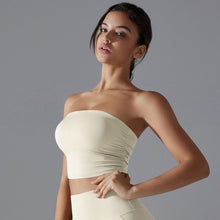 Load image into Gallery viewer, Solid color wrap yoga wear top ruched bustier breathable slimming anti-slip running sports underwear fitness clothing (4)