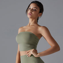 Load image into Gallery viewer, Solid color wrap yoga wear top ruched bustier breathable slimming anti-slip running sports underwear fitness clothing (6)