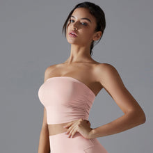 Load image into Gallery viewer, Solid color wrap yoga wear top ruched bustier breathable slimming anti-slip running sports underwear fitness clothing