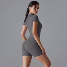 Load image into Gallery viewer, Summer Yoga Jumpsuit Zipper Short Sleeve Fitness Tight Sportswear for Women2 (5)