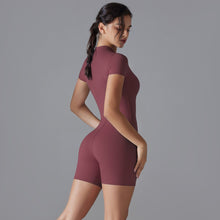 Load image into Gallery viewer, Summer Yoga Jumpsuit Zipper Short Sleeve Fitness Tight Sportswear for Women2 (9)