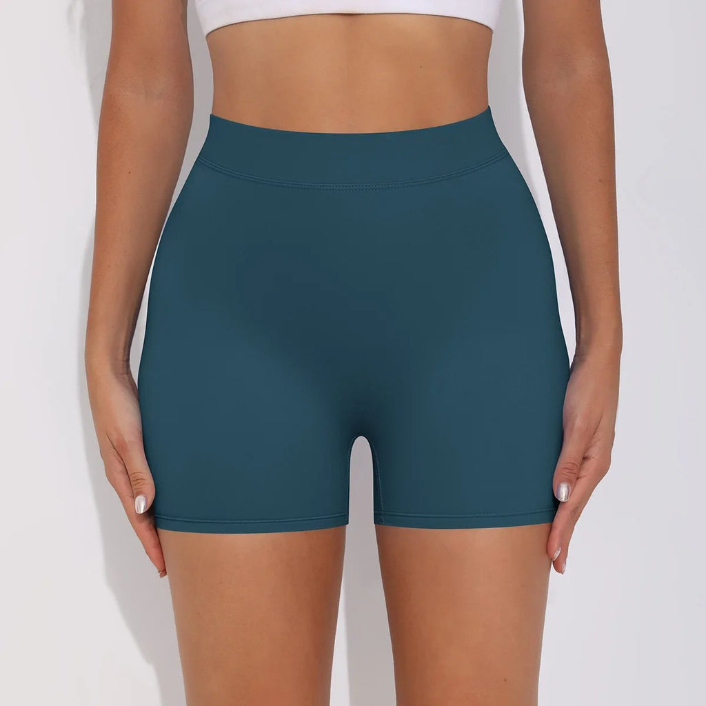 V-Waist Pleated Solid Color Peach Buttocks Yoga Shorts Running Fitness Tight Three-Quarter Pants for Women2 (8)