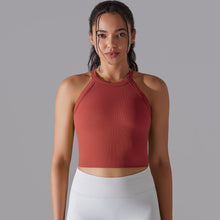 Load image into Gallery viewer, Women Sports Vest Fitness Bra With Chest Pads Seamless Double Layered Shockproof Cropped Top Gym Workout Running Bra Vest (2)