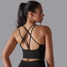 Load image into Gallery viewer, Beautiful Back Sports Bra Tight Shockproof High Strength Yoga Fitness Undershirt for Women Black, L