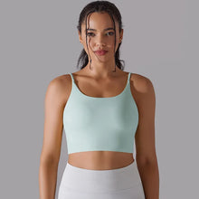 Load image into Gallery viewer, Women&#39;s Yoga Camisole Bra Padded Push Up Workout Tank Top Gym Vest Naked-Feel Sports Bra Mint Green, L