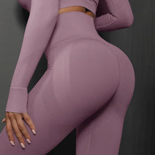 Load image into Gallery viewer, Autumn Seamless High Elastic Women‘s Yoga Pants High Waist Scrunch Butt Fitness Leggings for Women Light purple, L
