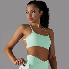 Load image into Gallery viewer, Breathable Wrapped Tube Top Back Cross Bra Vest Underwear Backless Sports Top Workout Tank for Women Green, L
