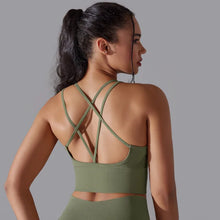 Load image into Gallery viewer, Beautiful Back Sports Bra Tight Shockproof High Strength Yoga Fitness Undershirt for Women Grayish green, L