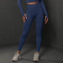 Load image into Gallery viewer, Autumn Seamless High Elastic Women‘s Yoga Pants High Waist Scrunch Butt Fitness Leggings for Women Dark blue, L
