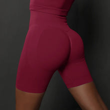 Load image into Gallery viewer, High Waist Seamless Push Up Scrunch Butt Yoga Shorts Running Fitness Slim Leggings for Women Wine red, S