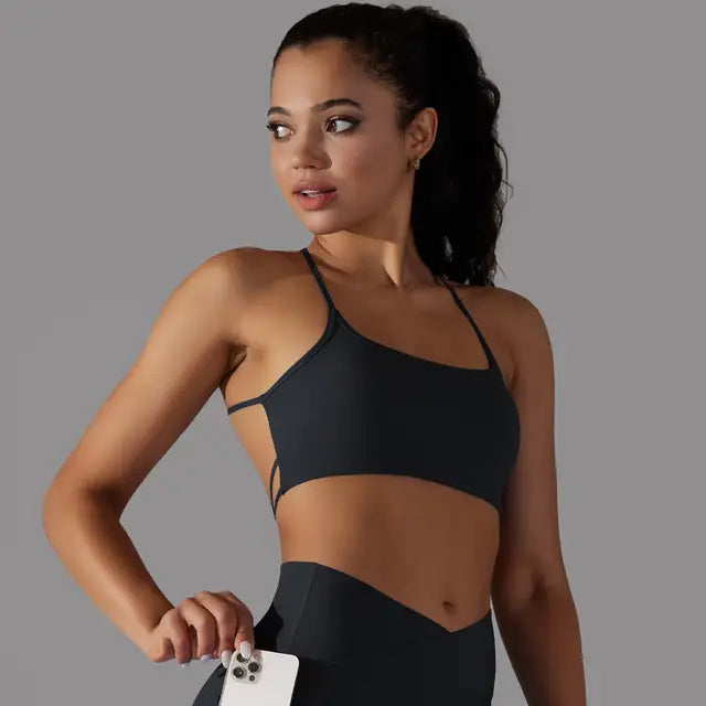 Breathable Wrapped Tube Top Back Cross Bra Vest Underwear Backless Sports Top Workout Tank for Women Black, XL
