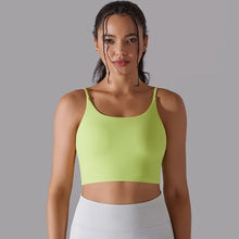 Load image into Gallery viewer, Women&#39;s Yoga Camisole Bra Padded Push Up Workout Tank Top Gym Vest Naked-Feel Sports Bra Yellow, L