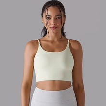 Load image into Gallery viewer, Women&#39;s Yoga Camisole Bra Padded Push Up Workout Tank Top Gym Vest Naked-Feel Sports Bra Ivory, L
