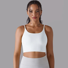 Load image into Gallery viewer, Women&#39;s Yoga Camisole Bra Padded Push Up Workout Tank Top Gym Vest Naked-Feel Sports Bra White, L