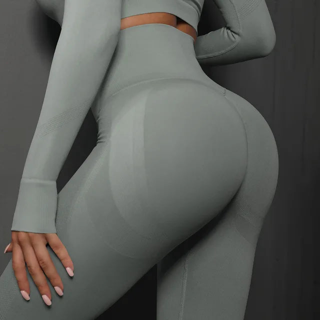 Autumn Seamless High Elastic Women‘s Yoga Pants High Waist Scrunch Butt Fitness Leggings for Women Light grey, M