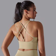 Load image into Gallery viewer, Beautiful Back Sports Bra Tight Shockproof High Strength Yoga Fitness Undershirt for Women Light camel, L