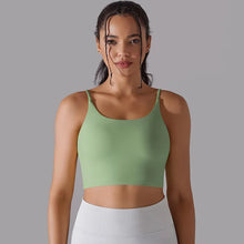 Load image into Gallery viewer, Women&#39;s Yoga Camisole Bra Padded Push Up Workout Tank Top Gym Vest Naked-Feel Sports Bra Green, L